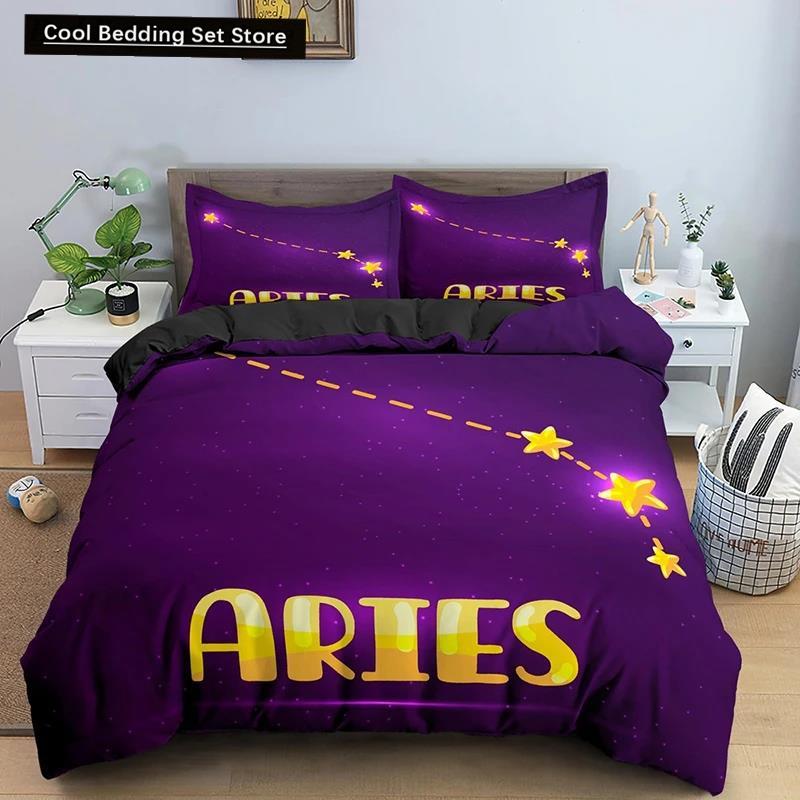 Constellation King Queen Duvet Cover Astrological Bedding Set for Kids Teens Adults Psychedelic Tarot Astrology Soft Quilt Cover