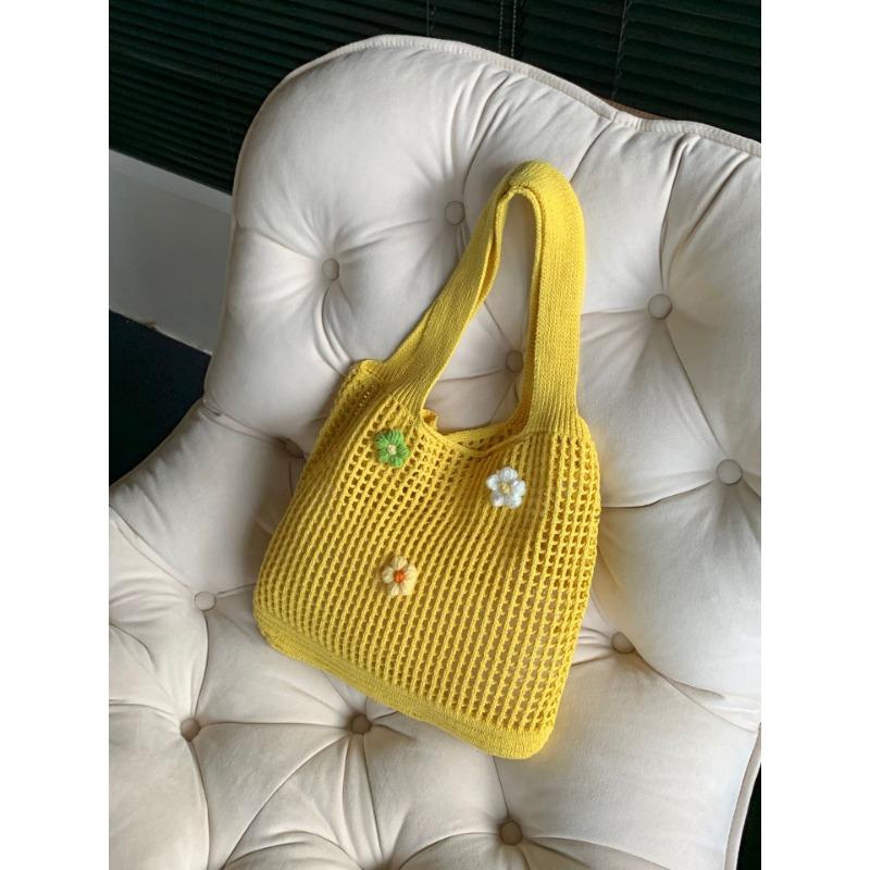 Женская сумка, плетеная вручную, вязаная сумка, простая, выдолбленная, сумка через плечо