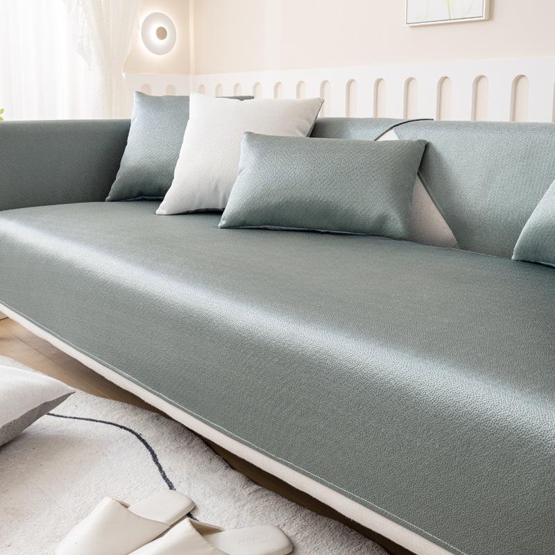 Ice Silk Sofa Cushion Summer Summer Summer Mat Cushion Non-Slip Leather Sofa Cover Cover Cloth Solid Color Seat Cushion
