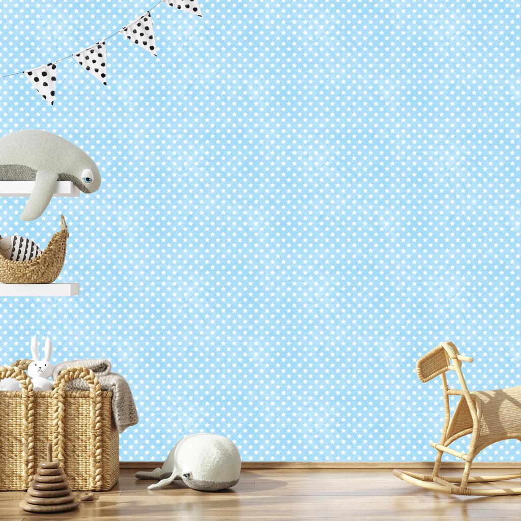 Azure and celadon stars wallpaper for living room and bedroom 50x1000