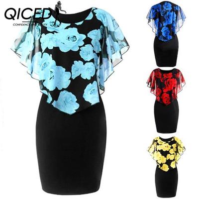 Черное сексуальное платье с прозрачной шалью и нежным цветочным принтом