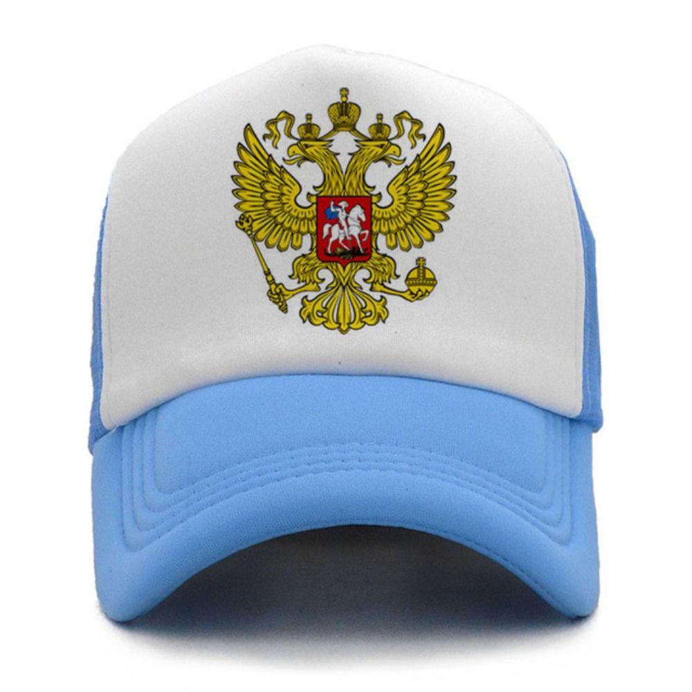 Double-Headed Eagle Print Mesh Baseball Cap Russia National Emblem Breathable Peaked Cap Adjustable Snapback Hats