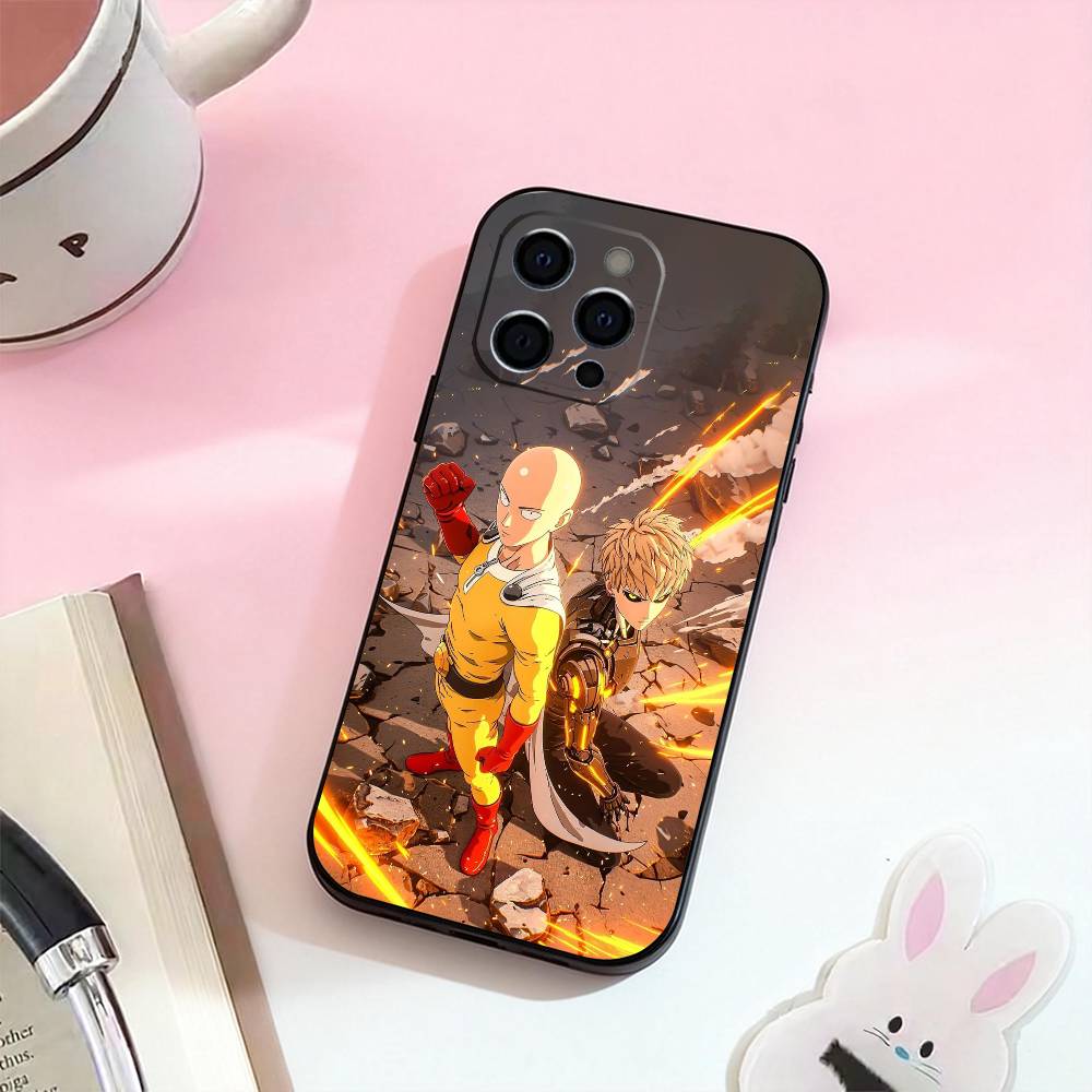 Чехол для телефона Аниме One-Punch Man Для iPhone 17,16,15,14,13,12,11 Plus,Pro Max,Мягкий Силиконовый Черный Чехол
