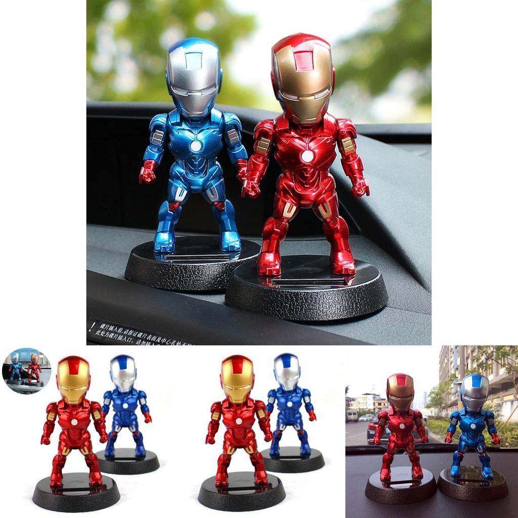 Shaking The Head Marrie Couple Car Decoration Toy With Vibrant Red And Blue Iron Man Design