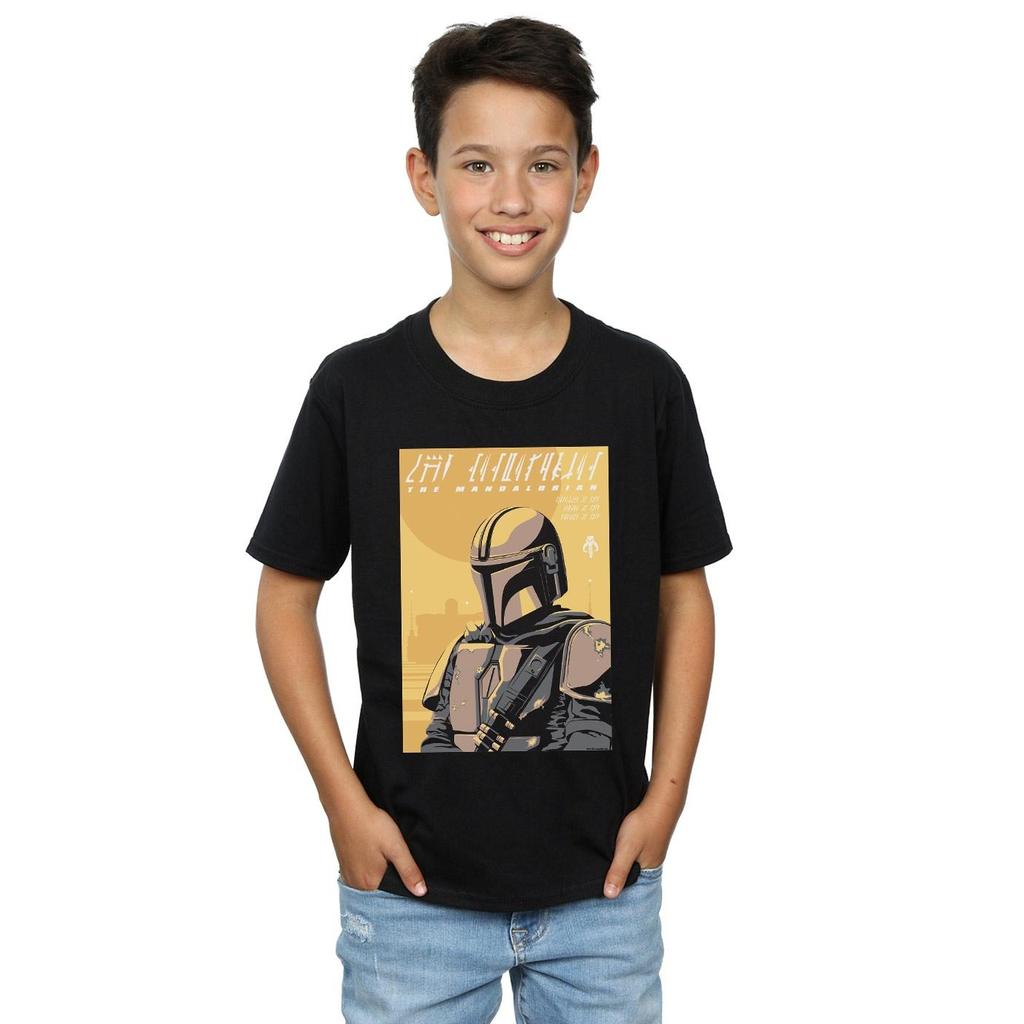 STAR WARS Boys The Mandalorian Art Poster T-Shirt
