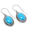 Серьги ручной работы из чистого серебра 925 пробы с натуральным бирюзовым камнем 1,25 дюйма V0K21