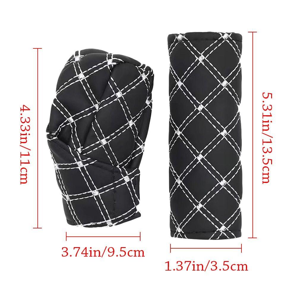 2Pcs/set Car Shift Handle Cover Handbrake Protective Universal Adjustable Shift Knob Cover Non-Slip Durable Auto Accessories
