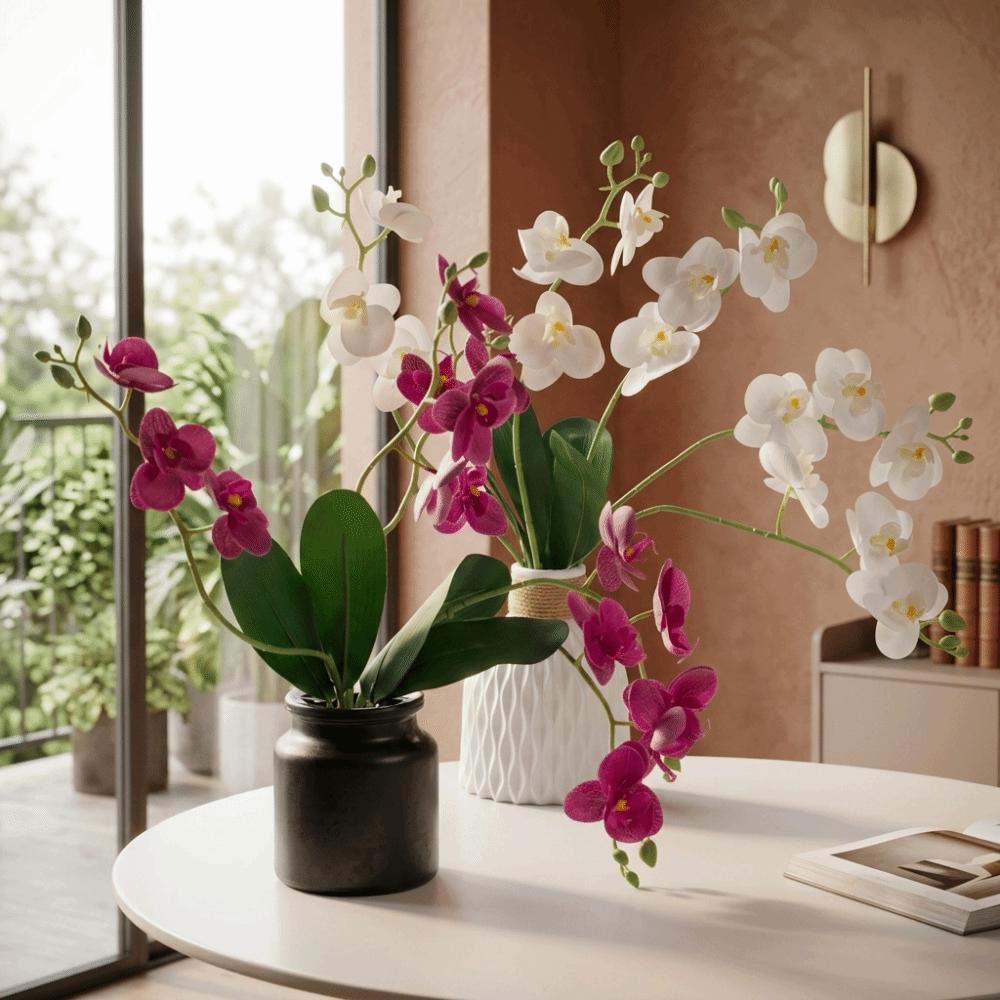 Realistic Simulation Orchid Flowers 5 Heads Fake Flower Artificial Orchid Outdoor Garden Decor