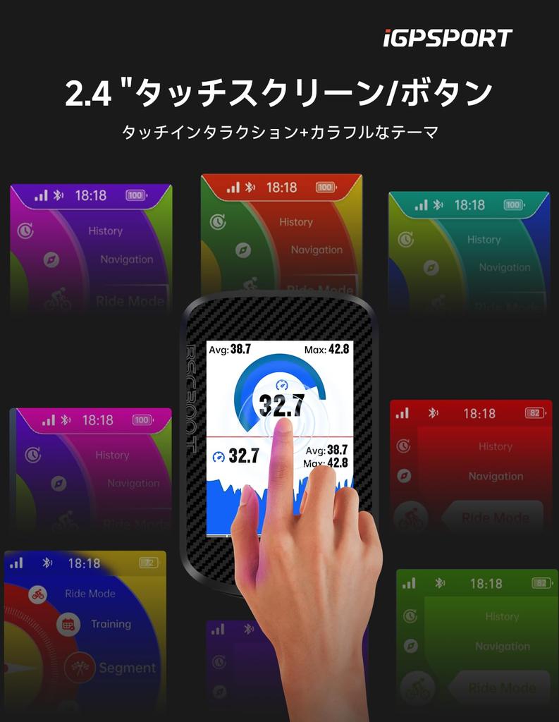 Велокомпьютер iGPSPORT BSC300T с картой Цветной Совместимый с Fast 130 Данные IPX7 Синхронизация Strava Сенсорный экран, GPS, Дисплей, Оповещения о сходе с маршрута, 2,4-дюйма