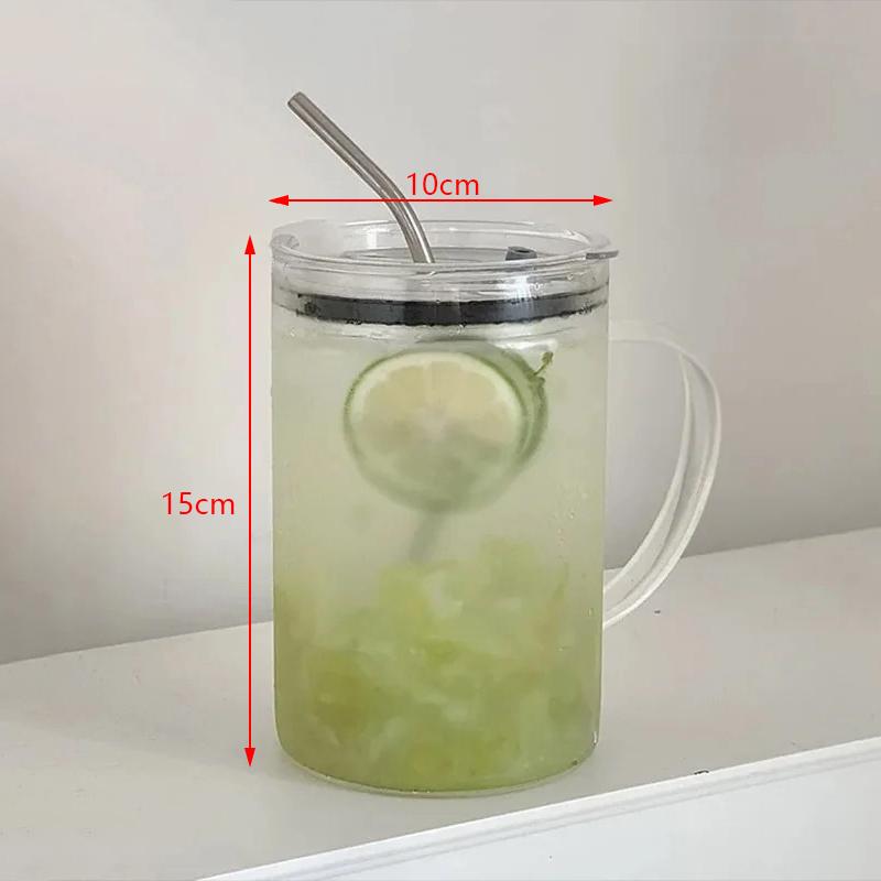 Стеклянный стакан для питья, 1 л, с крышкой и соломой, стеклянная кофейная чашка, стеклянная кружка, чашка для молочного сока, прозрачная чашка, чашки для сока, мокко