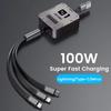 3 In 1 Multi Retractable USB Phone 60w Fast Charging and Data Cable for Lightning/Android/Type-C Devices