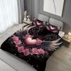 3Pcs Angel Wings And Roses Bedding Set, 1 Duvet Cover + 2 Pillowcases, Featuring A Heart-Shaped Design With Angel Wings