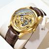 Waterproof Luminous Men's Automatic Mechanical Watch 3D Relief Gold Dragon Dial Diamond Inlaid Wristwatch Men's Holiday Gift Business Watch