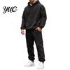 Two Piece Sweatsuit Men 2 Set, Solid Color Hoodie Sweatpants Long Sleeve Tops Breathable Running Sportswear Casual Sport Pants Athletic Tracksuit for