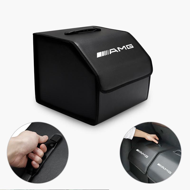 NEM3  Car Interior Trunk Storage Box Leather Tools Case Anti-scratch High-capacity Bag Decal For Mercedes Benz AMG GLC W203 W206 W220