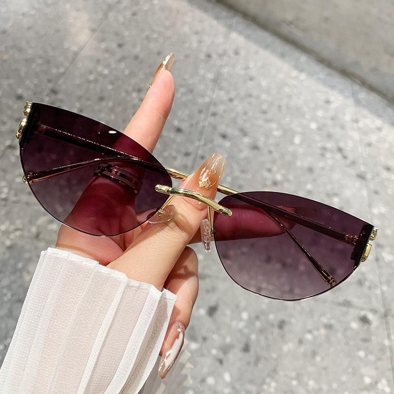 Солнцезащитные очки Ocean Piece, изогнутые солнцезащитные очки без оправы, женские очки с изображением головы леопарда