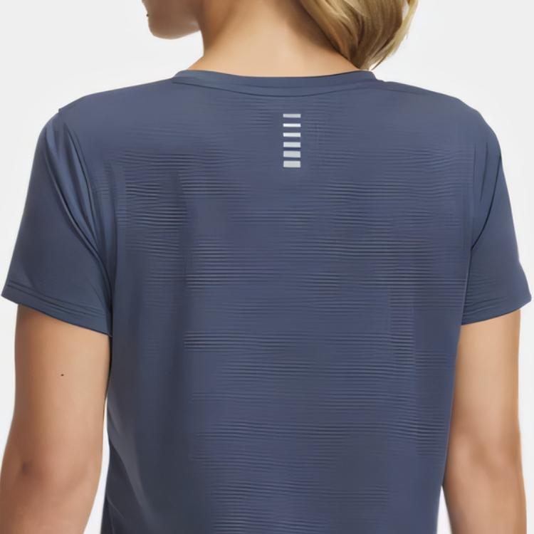 Under Armour Запуск Удобная Модная Универсальная Футболка с Коротким Рукавом Женские Топы Синий 1382434-044
