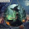 2D Flat 1pc Wooden Halloween Decorative Sign,Beautiful Witch Pattern Design,Wall Hanging Decor,Ideal Halloween Festive Gift