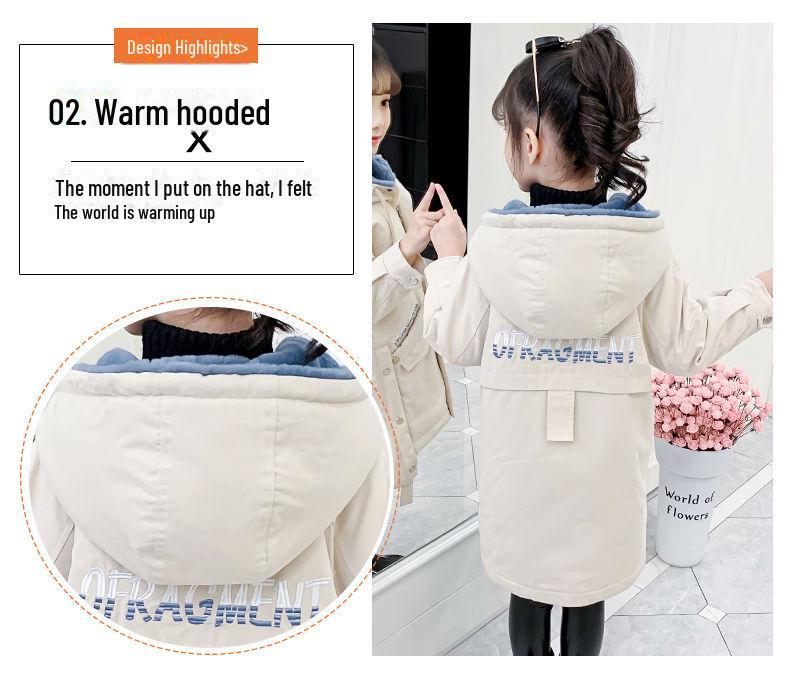 2021 Хлопковая парка в корейском стиле для девочек с бархатной подкладкой – осенне-зимнее пальто для детей