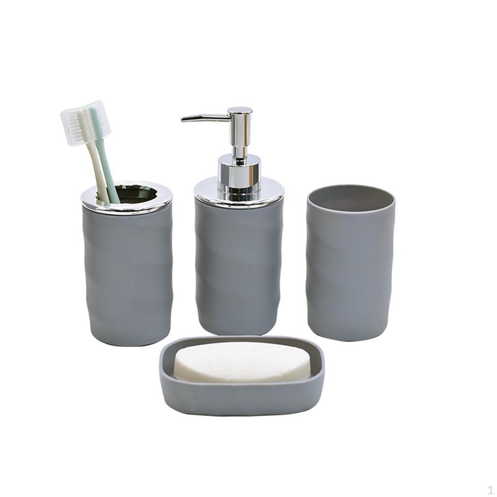4 Pieces Bathroom Accessories Set Soap Dispenser Decorative Modern Toothbrush Holder Mouthwash Cup
