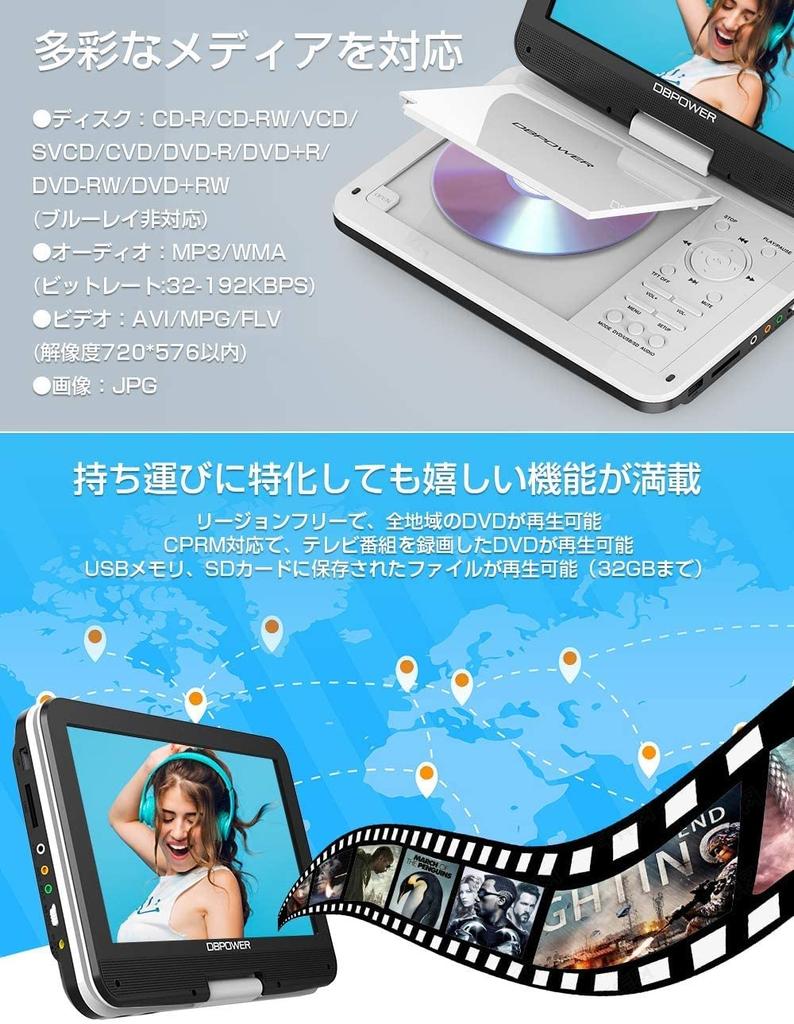 DBPOWER портативный DVD-плеер с автомобильным держателем, портативный DVD-плеер с дюймовым ЖК-дисплеем, 5 часов непрерывного воспроизведения, функция возобновления воспроизведения без ограничений по региону 270