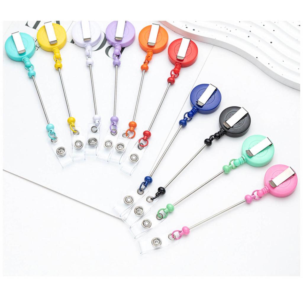 10pcsExpandable Beaded Keychain Metal Easy To Pull Buckle DIY Keyring Personalized Key Chain Adjustable Length Keyrings