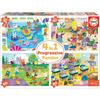 Progressive Educational Puzzle - EDUCA - At School - 4 Puzzles of 20 To 80 Pieces