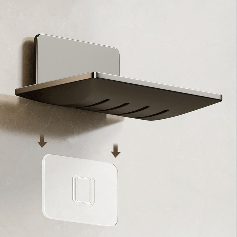 Съемный держатель для мыльницы, клейкий, черный, белый, серый, алюминиевый, креативный, для туалета, мытья рук, ванной, душа, держатели для мыла, полка