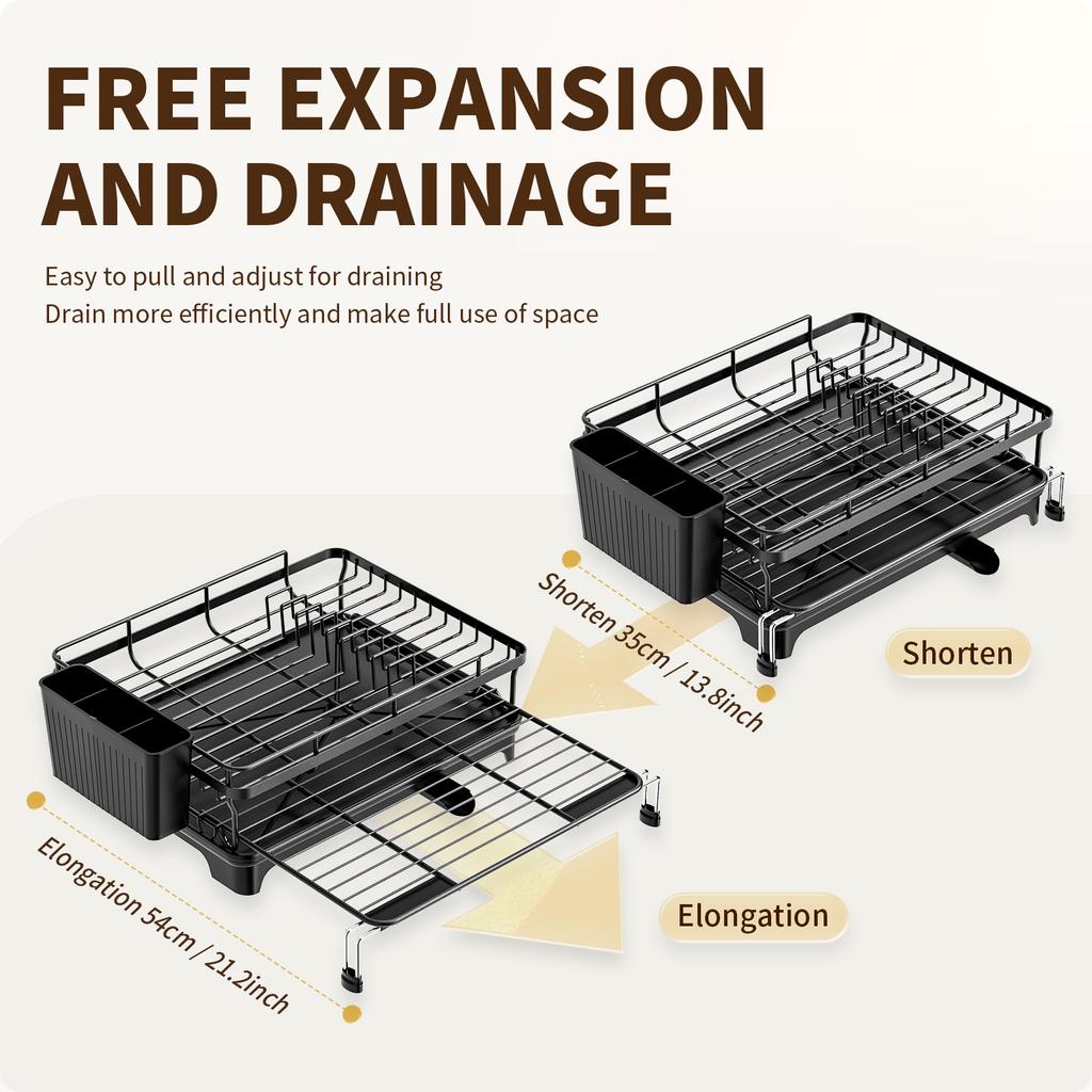 2-х уровневая сушилка для посуды, столешница, тарелки, слив для посуды, растягивающийся столешница, кухонный органайзер, держатель для столовой посуды