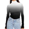 Women's Turtleneck Long Sleeve Shirts Printed Fall Fashion Basic Slim Fit Soft Thermal Tops