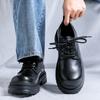 Туфли дерби на платформе Paris, мужские, высокого класса, черные, увеличивающие рост, кожаные туфли, британские туфли с большой головой 14404-R