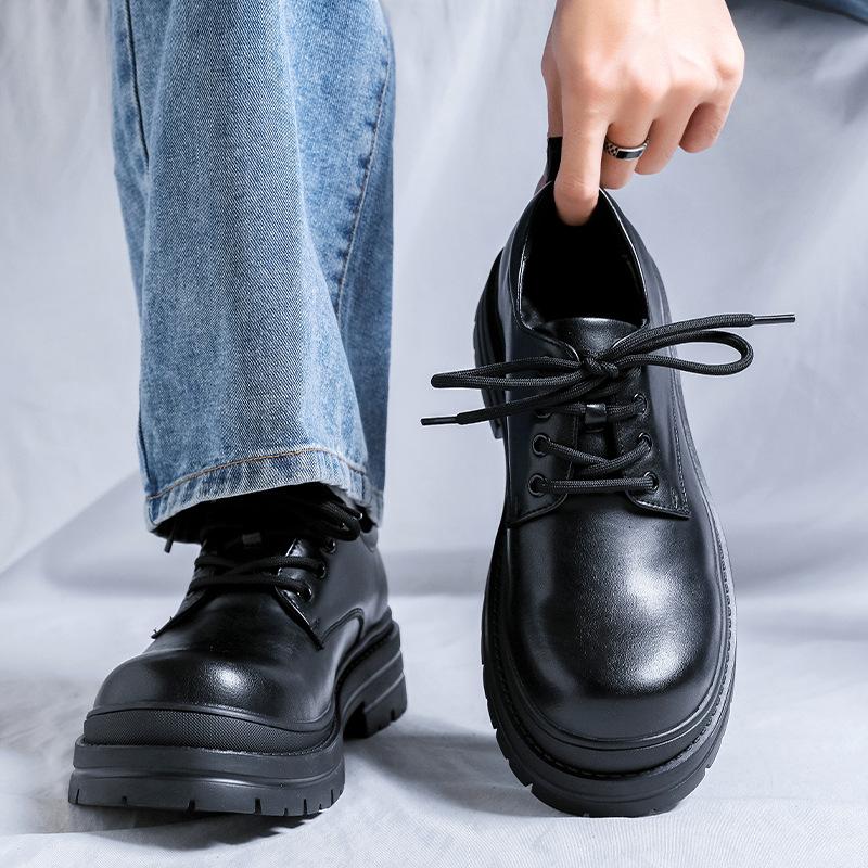 Туфли дерби на платформе Paris, мужские, высокого класса, черные, увеличивающие рост, кожаные туфли, британские туфли с большой головой 14404-R