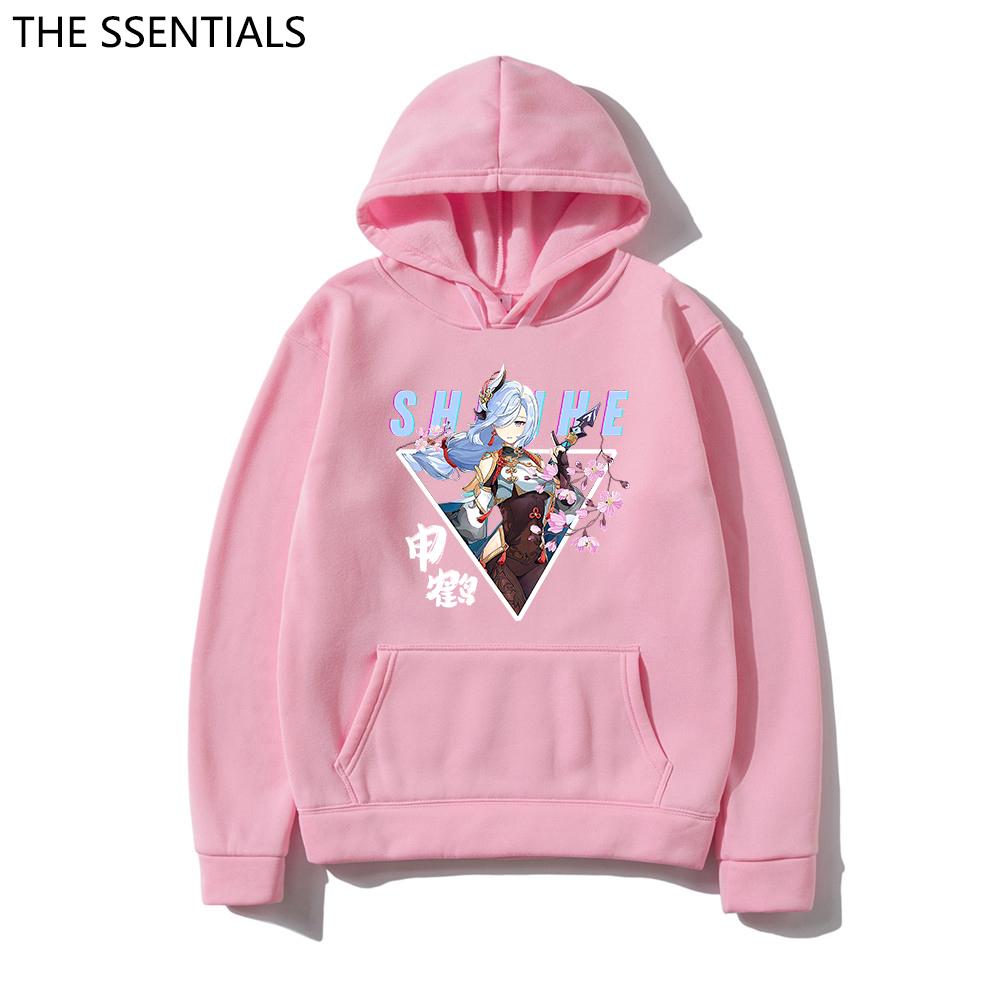 Shenhe Толстовка унисекс Harajuku Графический Kawaii Genshin Impact Толстовки унисекс Зимний эстетический пуловер Толстовки Genshin Толстовка Топы