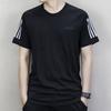 adidas Однотонная повседневная футболка с круглым вырезом и коротким рукавом реглан для мужчин, черные DM4274