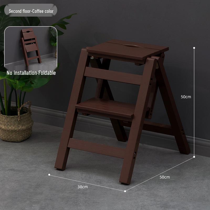 Solid Wood Folding Ladder Chair: Dual-Use Indoor Step Stool and Multifunctional Staircase.
