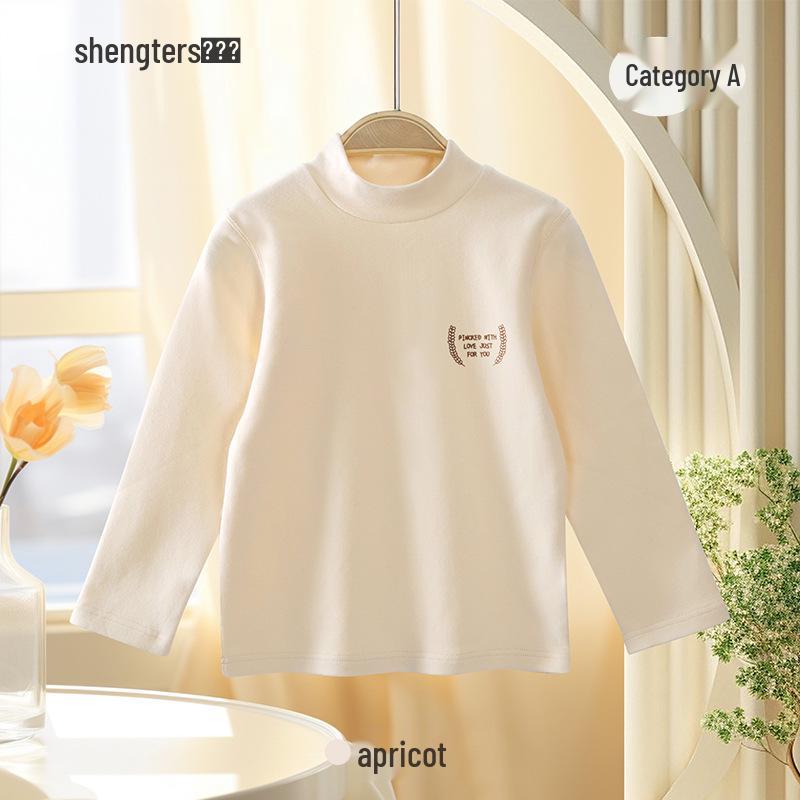 Shengte Shi Kids' Mid-Neck Cotton Thermal Top – Unisex Autumn/Winter Base Layer