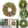 Colorful Spring Wreath Artificial Plant Flowers Seasonal Garland Ornament For Indoor Outdoor Wall Decor Welcome Wreath