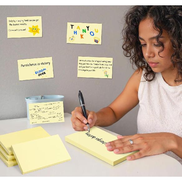 8 Pads Large Sticky Notes Yellow 3 x 5 in,800 Sheets Self-Stick Notes Pads, Super Adhesive Recyclable Sticky Pads for Office, School Supplies, Home,