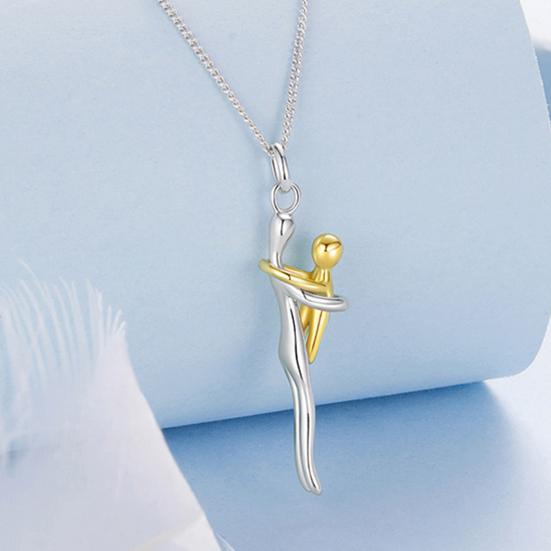 Подвеска-ожерелье «Семейные объятия», регулируемая длина цепочки, двухцветное серебристо-золотистое, эмоциональный дизайн, украшение «Мать и дитя»