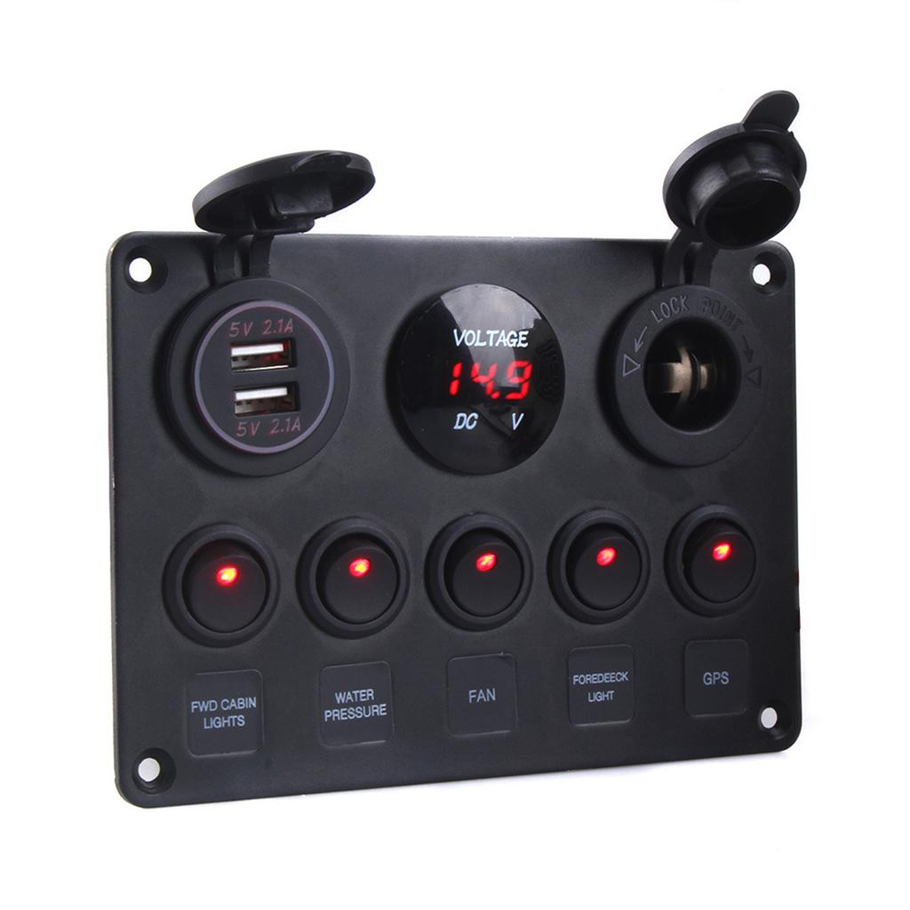 12 В 24 В 5-кнопочный светодиодный переключатель панели освещения тумблер USB зарядные устройства датчик для автомобиля морской лодки грузовика прицепа каравана аксессуары