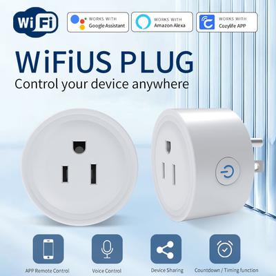 Умная розетка WiFi 10A, вилка США Cozylife 100-240 В, приложение, дистанционное управление, голосовое управление, таймер, работает с Alexa, Google Assistant