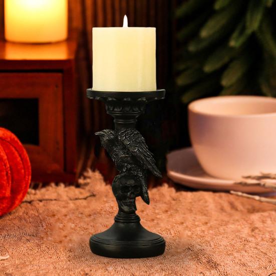 Подсвечник в виде черепа, украшение на Хэллоуин, смоляной подсвечник-столб, жуткий подсвечник в виде черепа для свечи-столба диаметром 3 дюйма