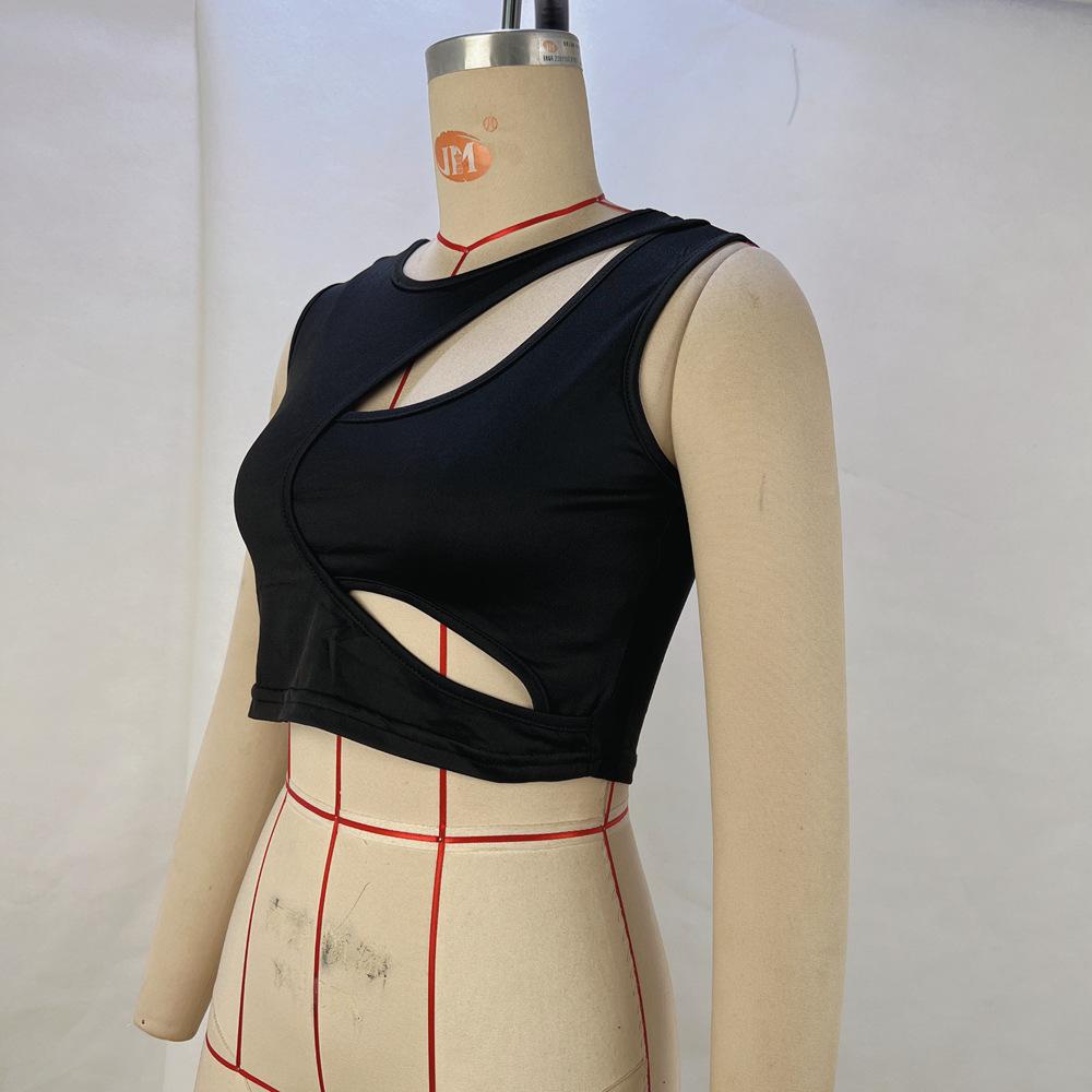 Women's Summer Solid Color Hollow Sexy Temperament Vest Top