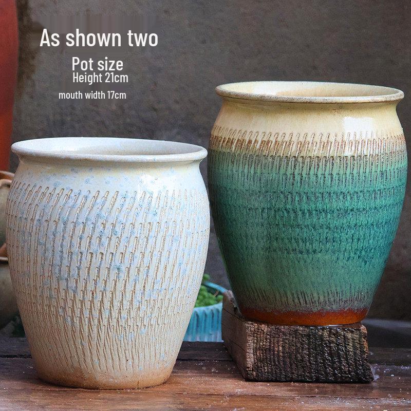 Large Coarse Ceramic Zisha Pot for Succulents and Greenery