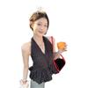 Black polka dot sweet wind neck V neck vest women's summer design niche slim fit chic beautiful top