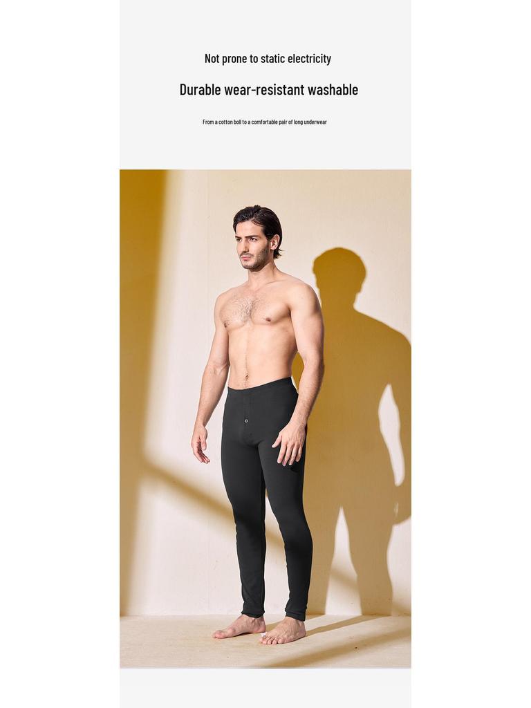 Мужские антибактериальные фланелевые тонкие однотонные кальсоны из 100% хлопка (2025 Осень/Зима)