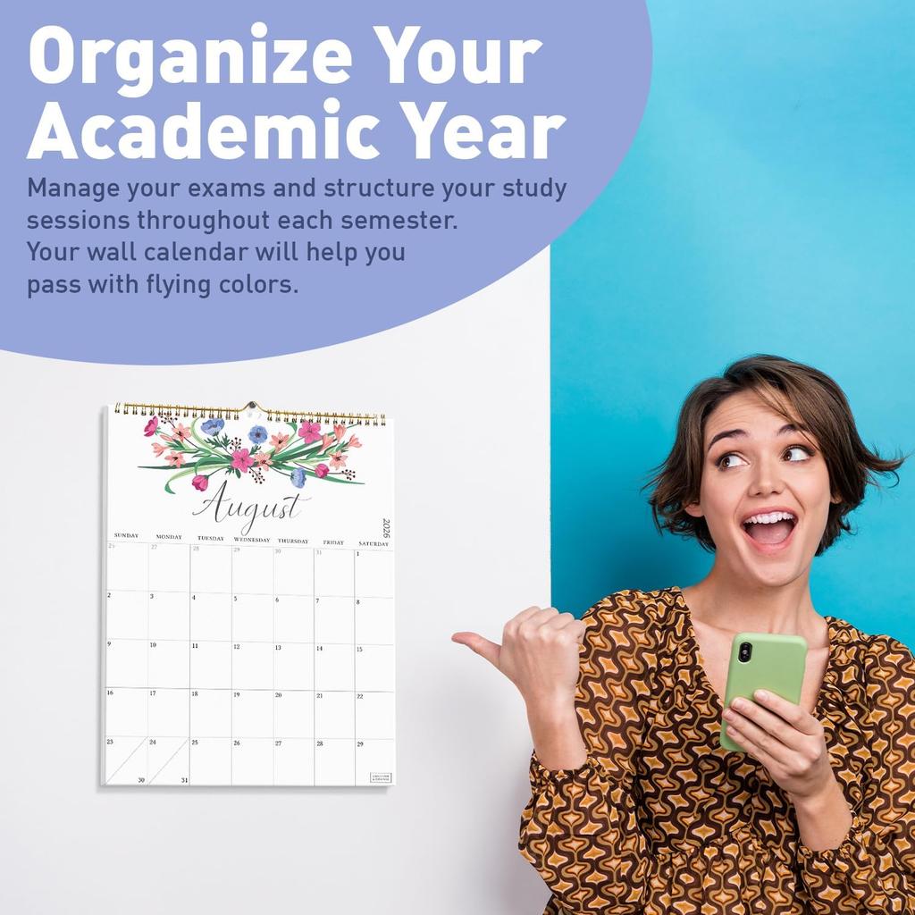 S&O Twelve Flowers 18 Month Wall Calendar 2026-2027 for Home - Tear-Off Monthly Calendar January 2026-June 2027 - Academic Wall Calendar - Hanging
