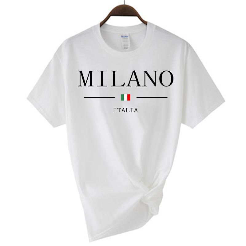 2024 Summer Milano Letters Printing Y2k T-shirt For Man Short Sleeved Luxury Tees For Men's Clothing Loose Pure Cotton Soft Tops