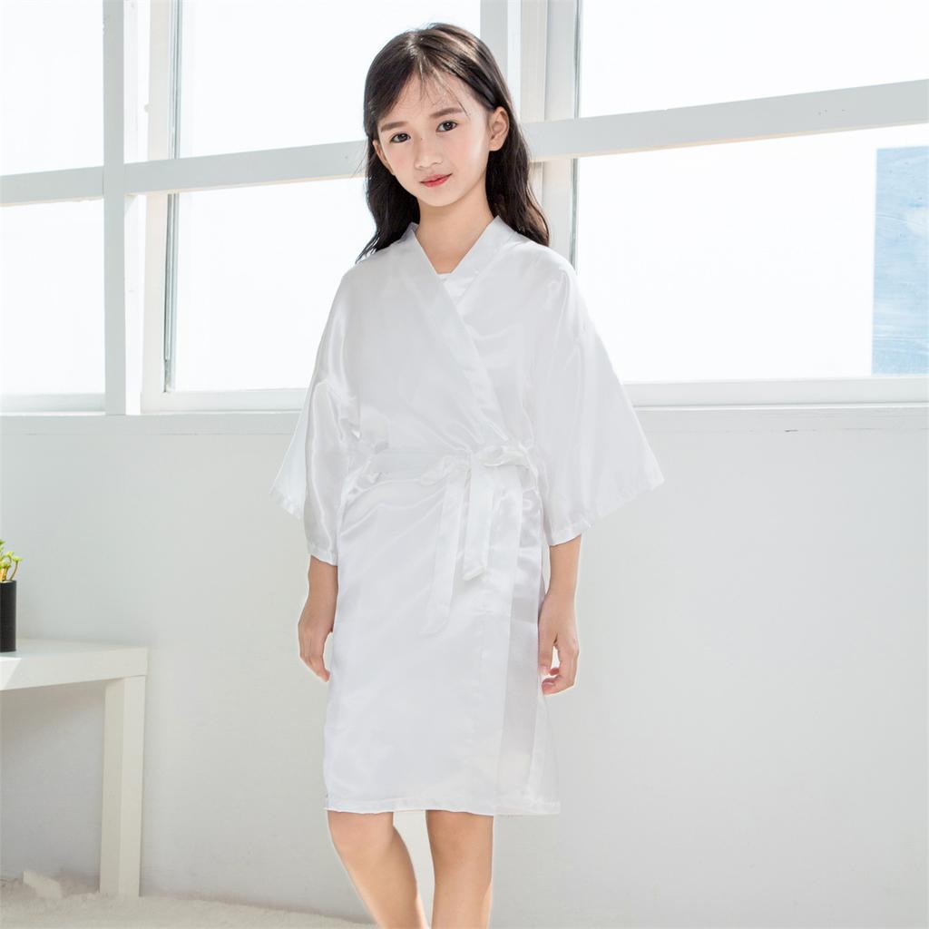 Халат удобный и элегантный темперамент классические модели однотонный детский праздничный летний однотонный тонкий искусственный шелк атласный тонкий кардиган халат