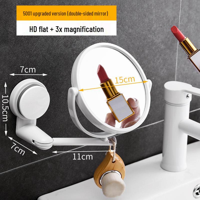 Foldable Wall-Mounted Suction Cup Makeup Mirror, Rotatable & Punch-Free for Student Dorms